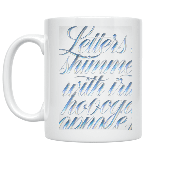 Iridescent Holographic Typography Art - Design Enthusiast - 11 oz Ceramic Coffee Mug