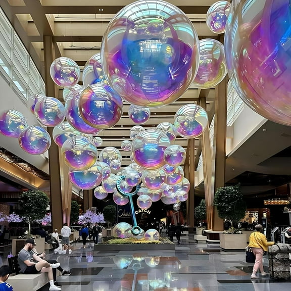 Iridescent Inflatable Mirror Ball Giant Sealed Mellitic Mirror Balloon Large PVC Shinny Disco Sphere For Wedding Nightclub Party Hanging Decoration