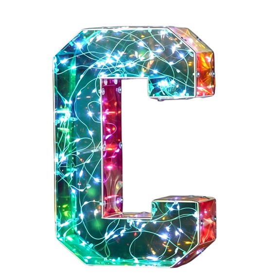 Iridescent LED Letter Light, Transparent Colorful Fairy String Light Sign for Home Party Decor, #Blue C