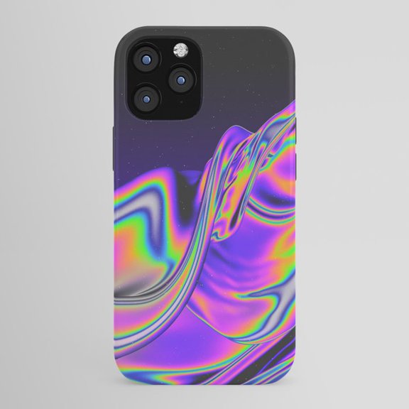 Iridescent Liquid Chrome Swirl Tough Case for Apple iPhone, Dual-Layer Polycarbonate and TPU