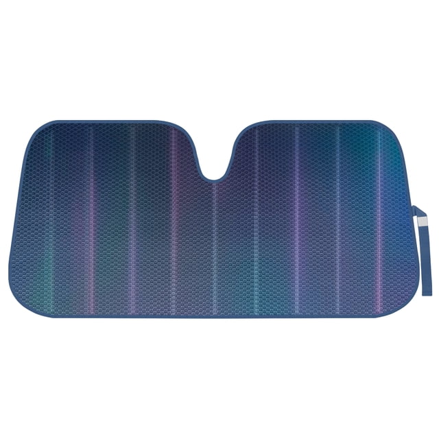 BDK Iridescent Matte Black Front Windshield Sunshade Accordion Folding Style Auto Shade for Car Truck SUV Van Blocks UV Rays Sun Visor Protector Easy Setup Keeps Your Vehicle Cool - 58 x 27 inches