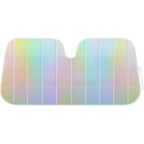 Iridescent Mermaid, Hologram Foil, Chameleon Front Windshield Sun Shade, Double Bubble Accordion Folding Auto Sunshade for Car Truck SUV 58 x 27 Inch