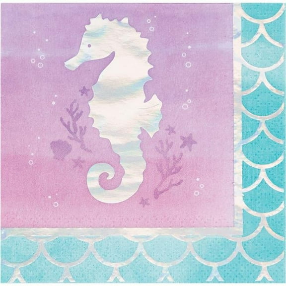 Iridescent Mermaid Party Beverage Napkins, 16 Count
