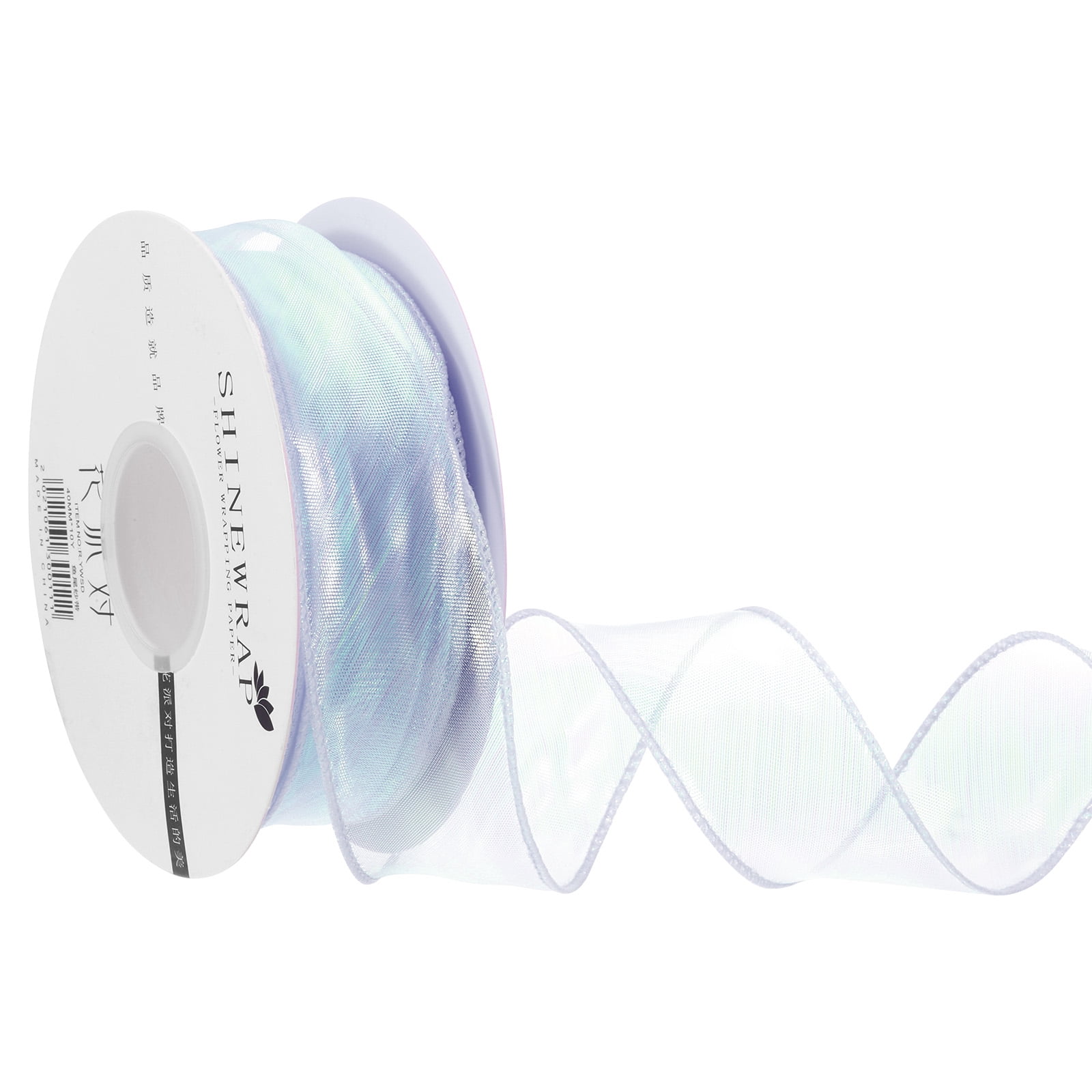 Spikly Ribbons Iridescent Organza Ribbon Sheer Wired Shimmer Chiffon Ribbons Sparkly ...