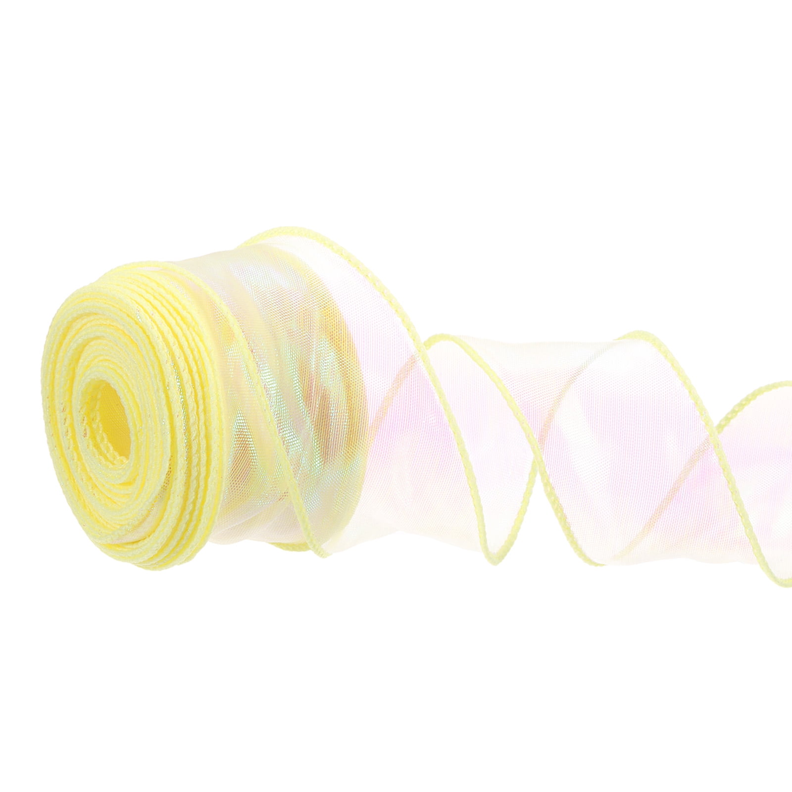 Yellow Shimmer Ribbons Iridescent Organza Ribbon Sheer Wired Shimmer Chiffon Ribbons Sparkly ...
