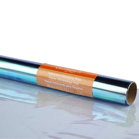 Celebrate It Iridescent Packaging Wrap - 30" x 10 ft Polypropylene Rolls for Gift Baskets, Bouquets & Crafts, Available in Multiple Colors, 12 Pack