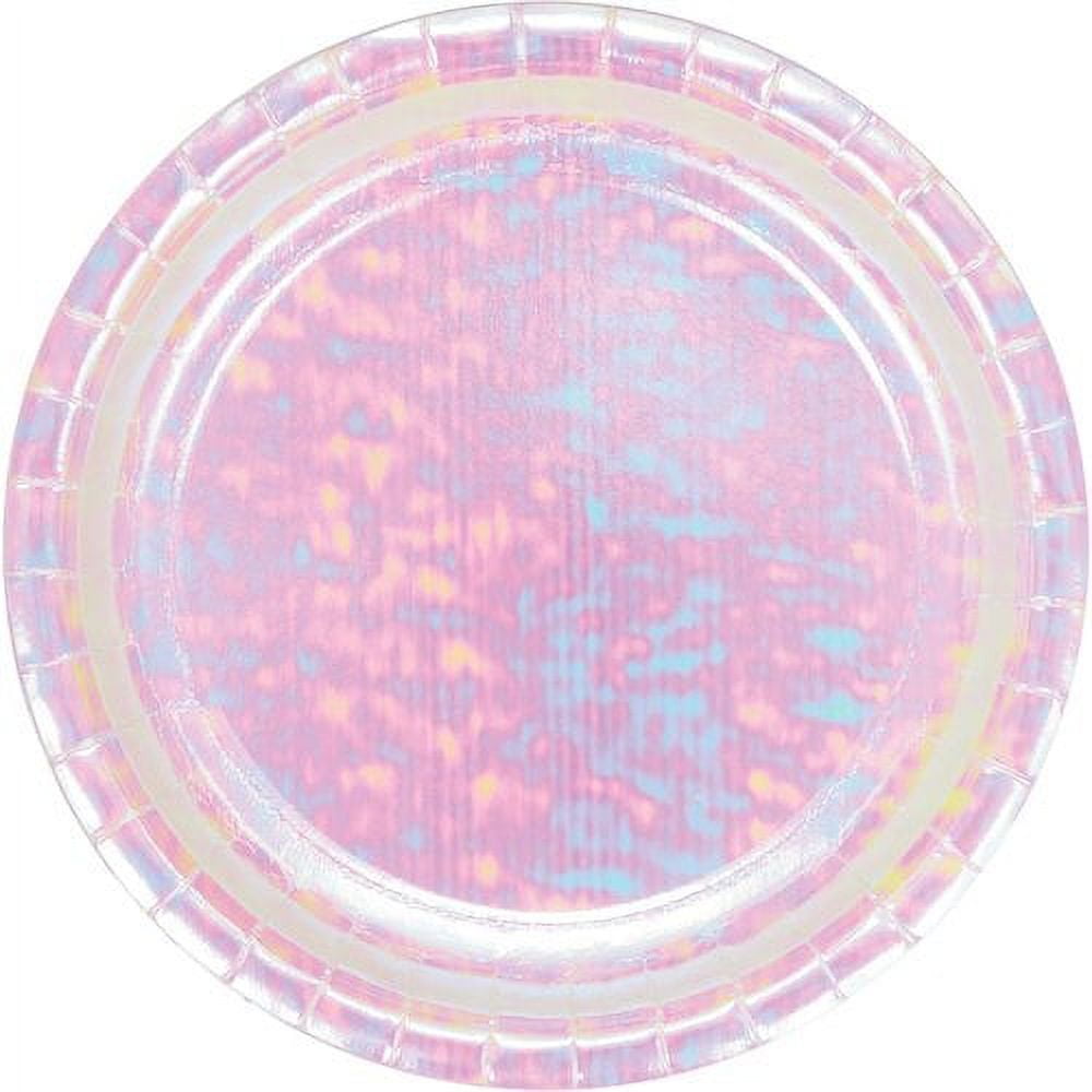 Iridescent Party Round Paper Dessert Plates 24 Count for 24 Guests