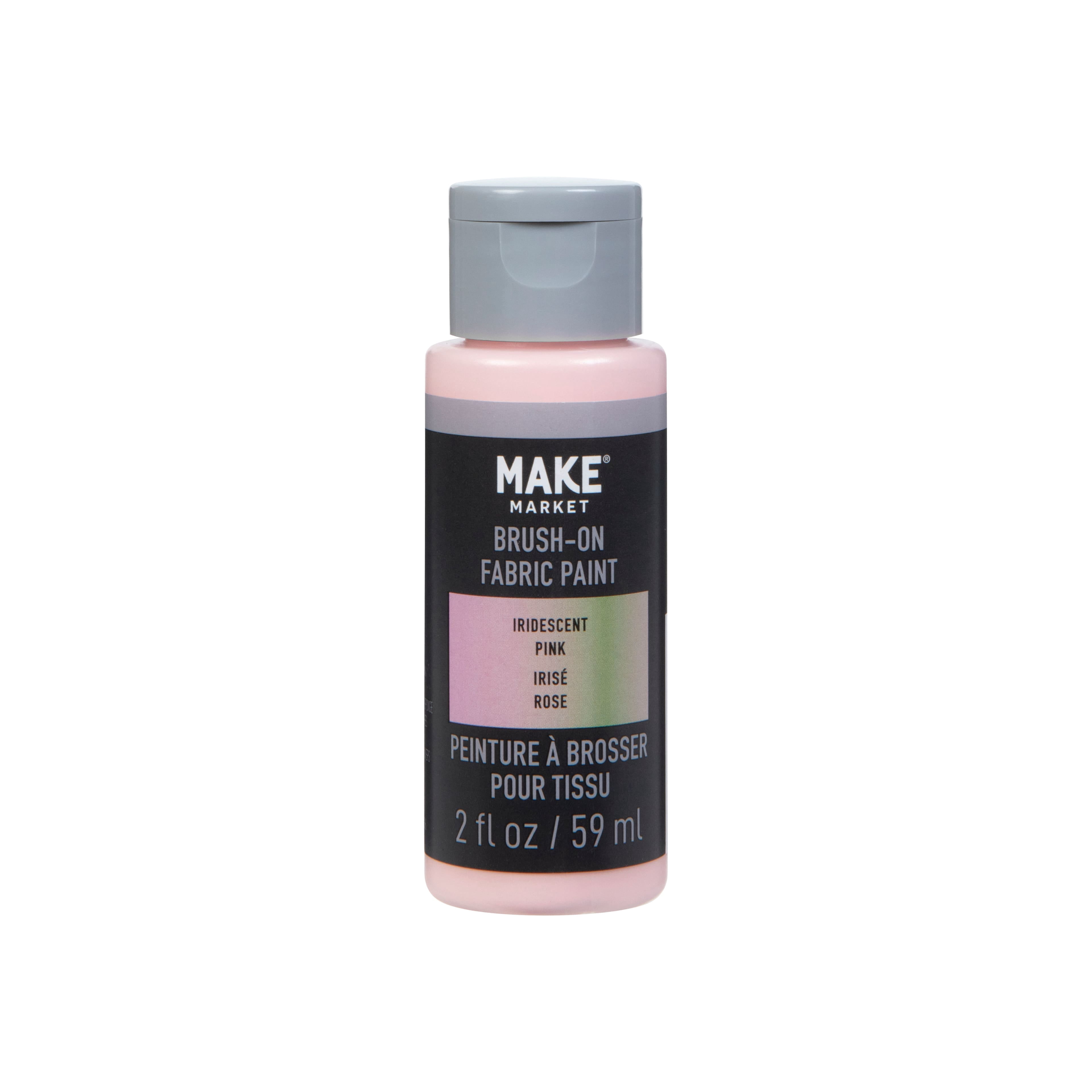 Make Market Iridescent Pink Brush-On Fabric Paint - 2oz Bottles in Assorted Colors & Finishes, Nontoxic Paint for Clothing, Accessories & DIY Crafting, 12 Pack