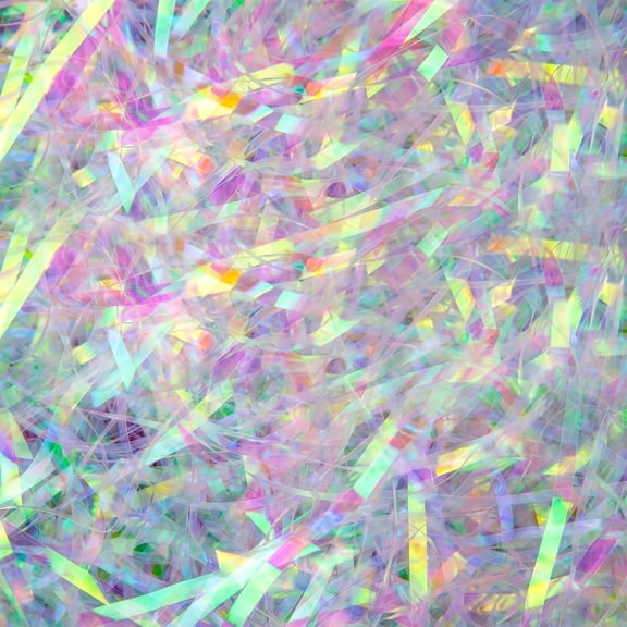 Iridescent Plastic Gift Basket Filler 7OZ Holographic Crinkle Cut Shredded Confetti, Premium Box Stuffing for Party Favors, Wedding Decor, Retail Display & Seasonal Packaging