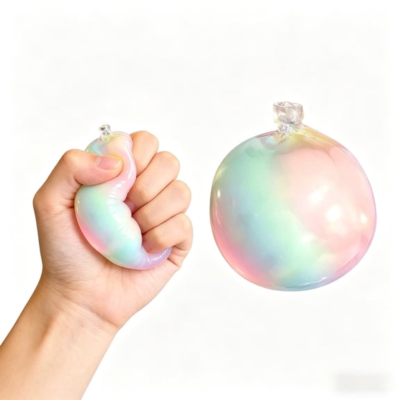 Iridescent Rainbow Wax Crunchy Stress Ball, Crisp Sound Slow Rising Squishy Toy, Handmade Sensory Fidget for Kids Adults, Office Anxiety Relief Birthday Gift