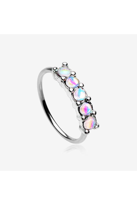 Iridescent Revo Multi Sparkles Princess Prong Bendable Hoop Ring