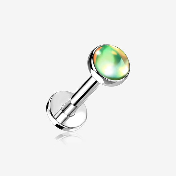 Iridescent Revo Sparkle Top Internally Threaded Steel Flat Back Stud Labret