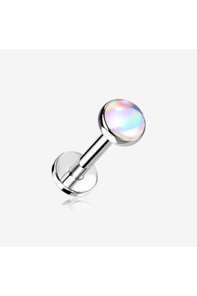 Iridescent Revo Sparkle Top Internally Threaded Steel Flat Back Stud Labret