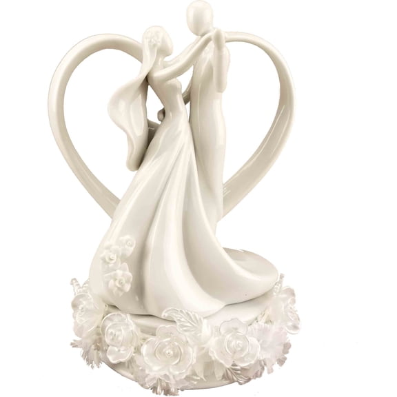 Iridescent Rose Pearl and Heart Wedding Cake Topper