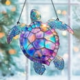 thumbnail image 1 of Iridescent Sea Turtle Acrylic Suncatcher â€“ Faux Stained Glass Ocean Window Decor, Beach House Gift for Her, Coastal Home Decor, 1 of 7