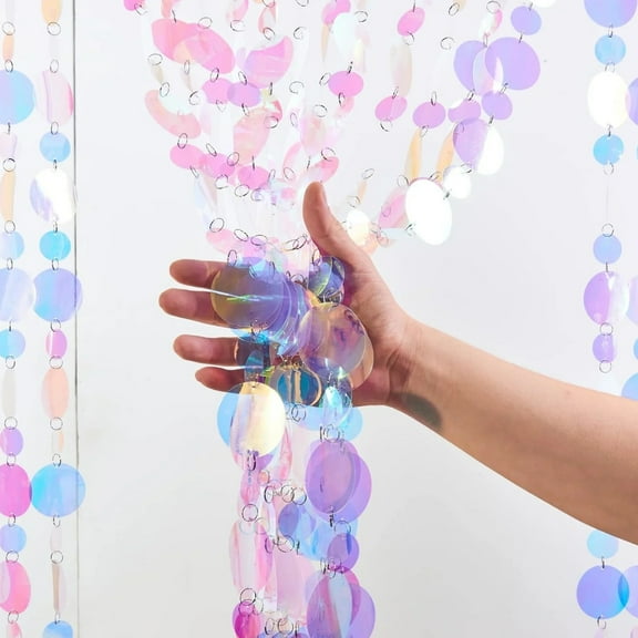 Iridescent Sequin Beaded Curtain,Blue Hanging Streamer Backdrop,Topboutique Bubble Beaded Curtains,Birthday Christmas Party Supplies for Window Doorway Wall Panel Backdrop,20 Pcs 3.3 ft