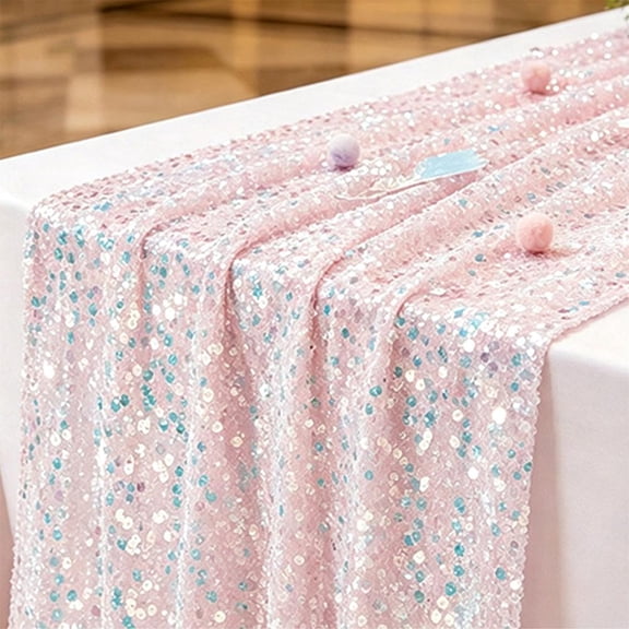Iridescent Sequin Table Runner, 30x180cm Sparkling Mesh Overlay for Wedding Birthday Party Banquet