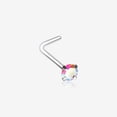 thumbnail image 1 of Iridescent Sparkle Gem Prong Set L-Shaped Nose Ring, 1 of 2
