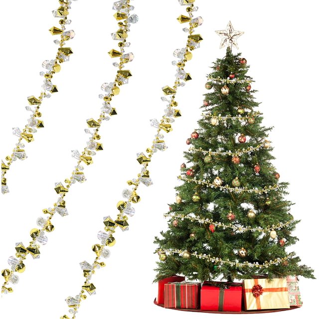Iridescent Sparkly Crystal Bead Garland for Christmas Tree 19.7 Feet