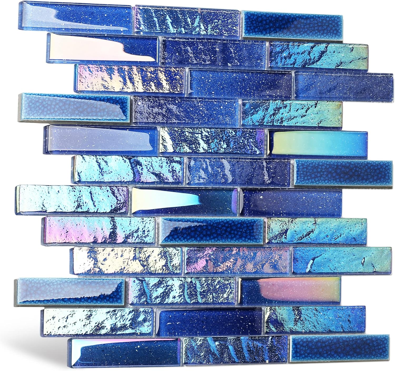 Iridescent Starry Sky Blue Glass Porcelain Tile Box of 5 Square Feet for Swimming Pool Kitchen Bathroom Backsplash TSTNB18 (5 Square Feet)