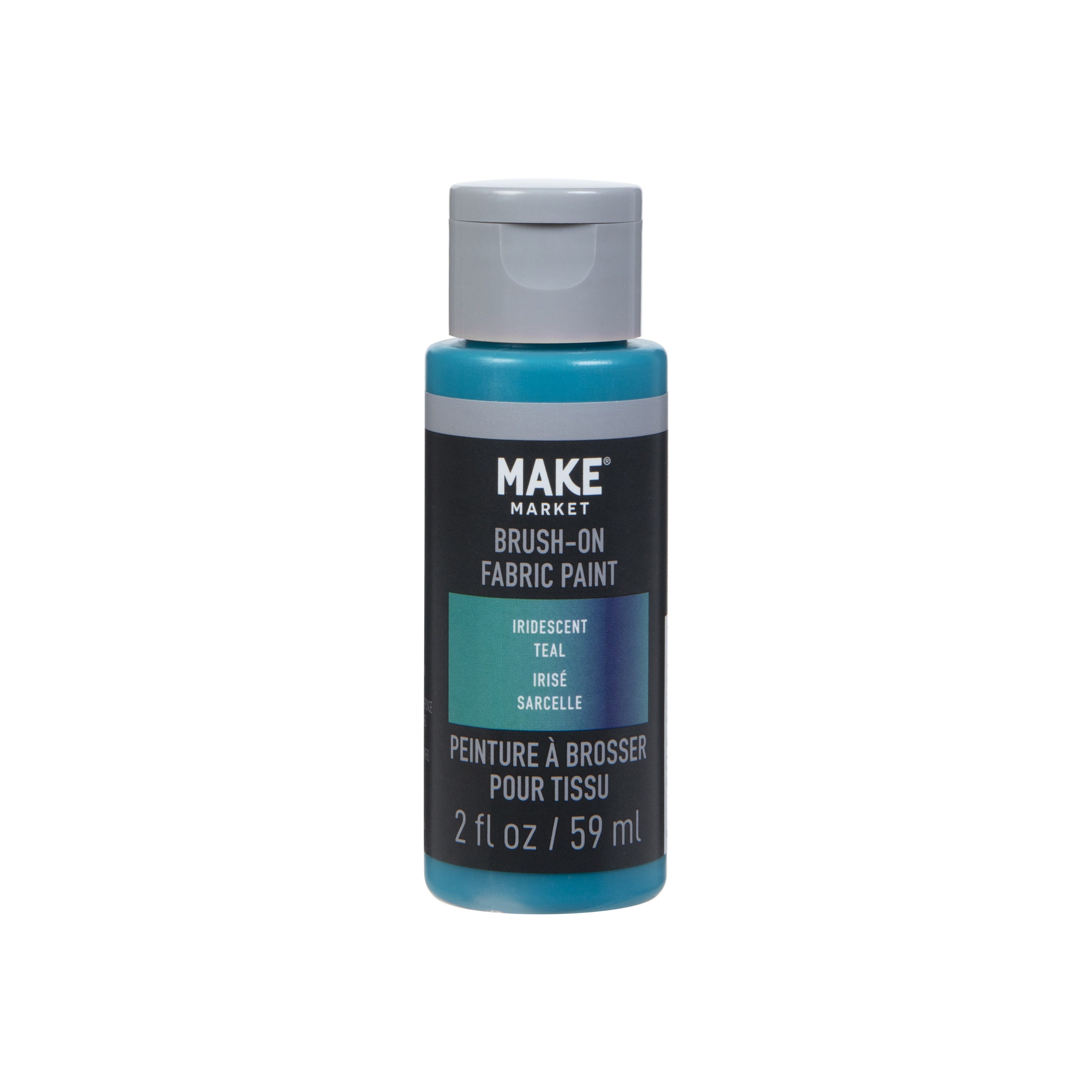 Make Market Iridescent Teal Brush-On Fabric Paint - 2oz Bottles in Assorted Colors & Finishes, Nontoxic Paint for Clothing, Accessories & DIY Crafting, 12 Pack