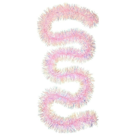 Iridescent Tinsel Garland Tinsel Garland Decorative Iridescent Foil Material for Holiday Party Event Indoor Outdoor Wall Table Mantle Staircase Door pink One Size