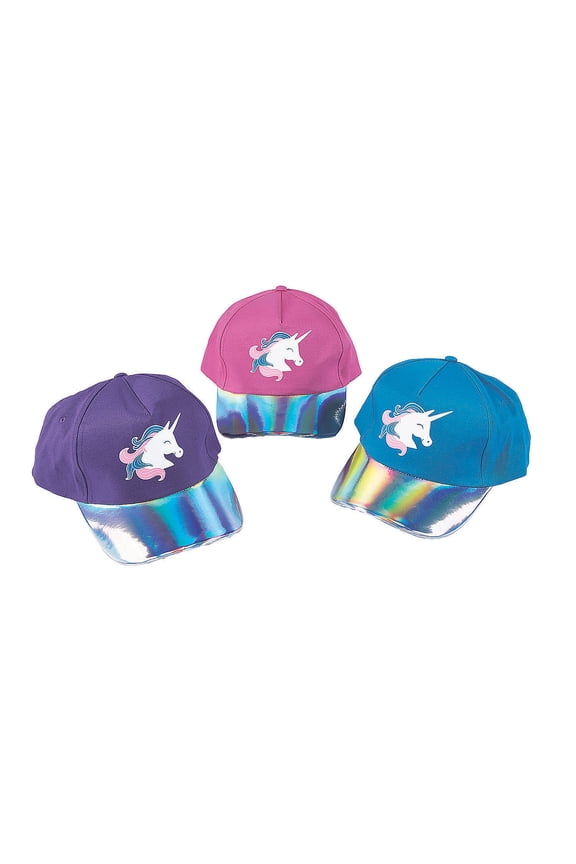 Iridescent Unicorn Baseball Caps - Party Wear - 12 Pieces