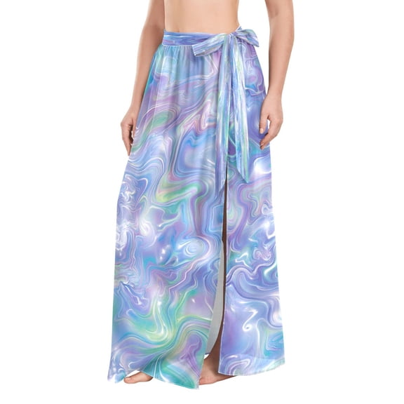 Iridescent Watercolor Waves Women's Swimwear Cover Up Beach Dress Strappy Adjustable Strap Summer Beach Versatile Cover Up