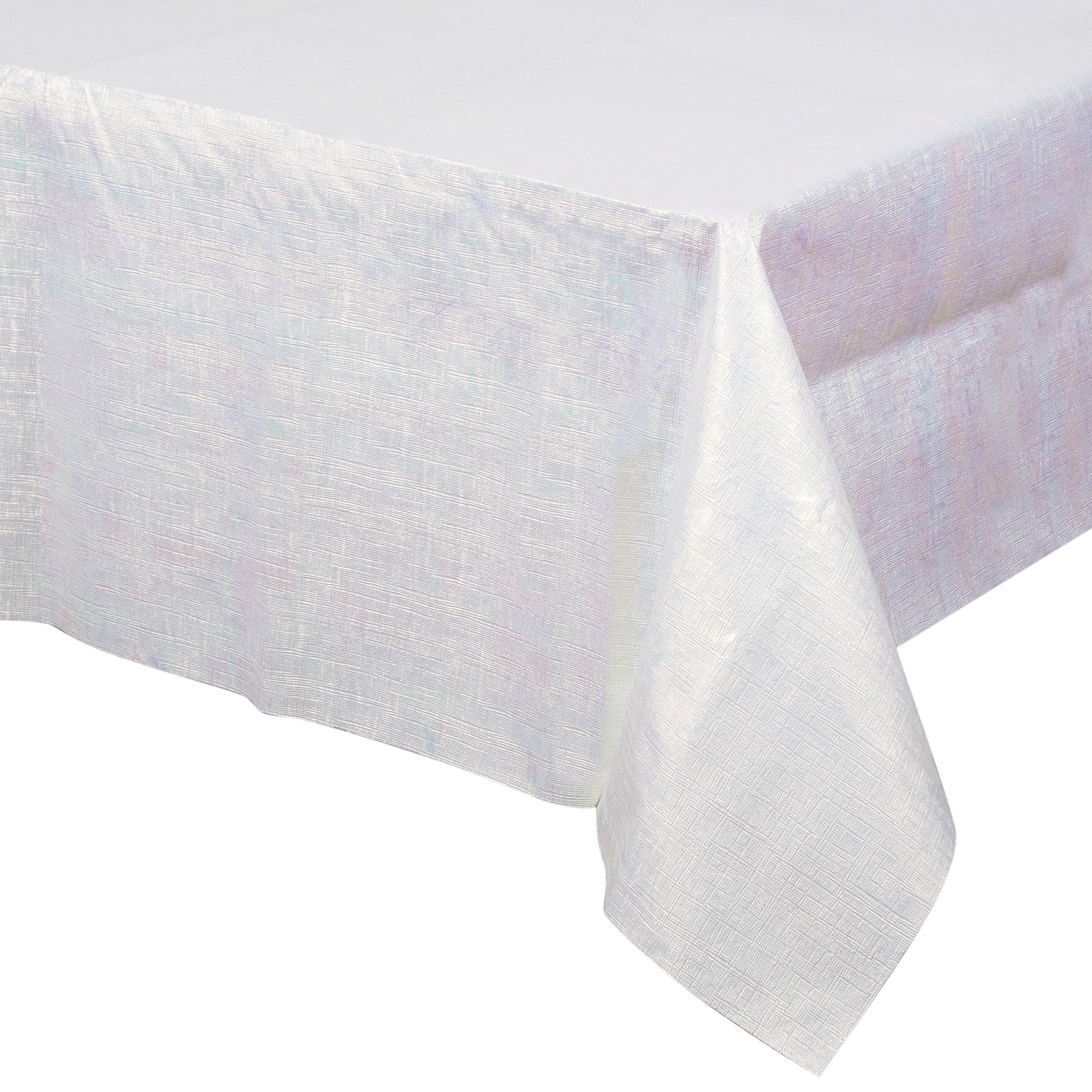 Way To Celebrate Iridescent White Plastic Tablecloth, 54 in x 102 in
