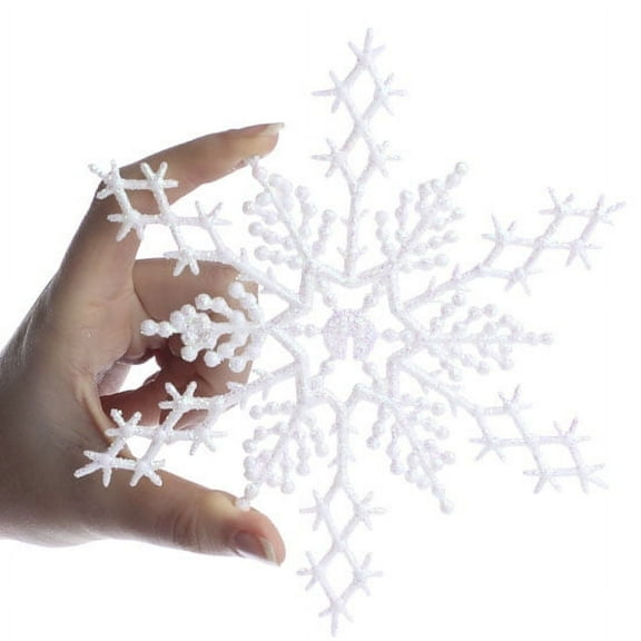 Iridescent White Glitter Covered snowflake ornaments