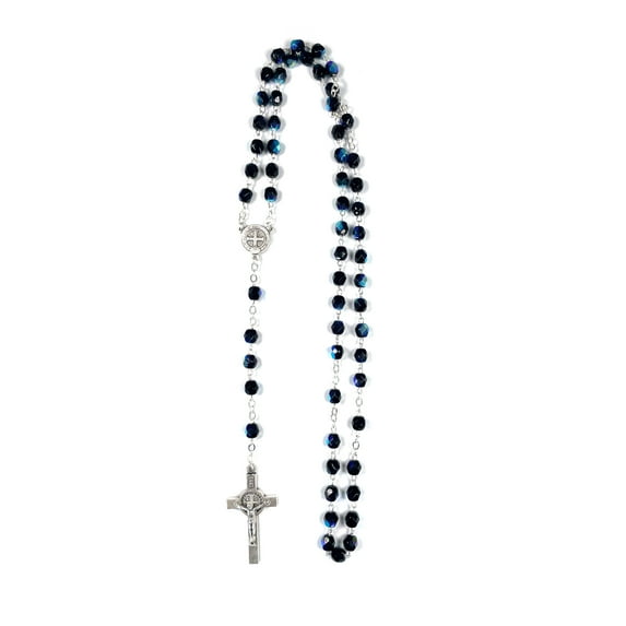 Iridescent black color Saint Benedict rosary