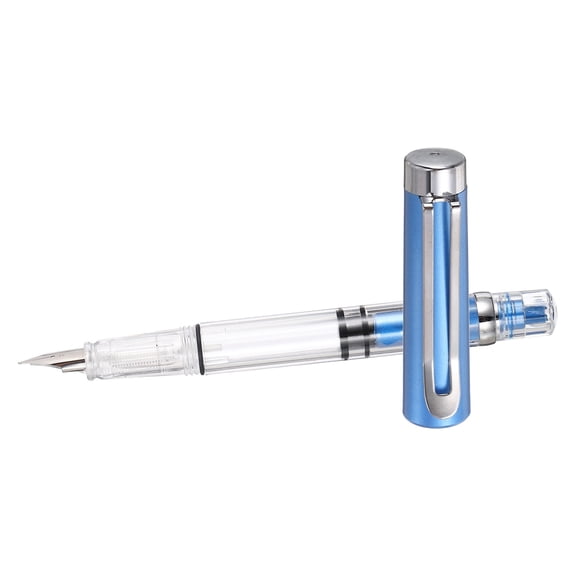 Iridium-Tipped Nib Fountain Pen, 1 Pack Calligraphy Pen Clear Barrel Smooth Writing with Refillable Ink Converter for Office Journaling Calligraphy Gift, Violet