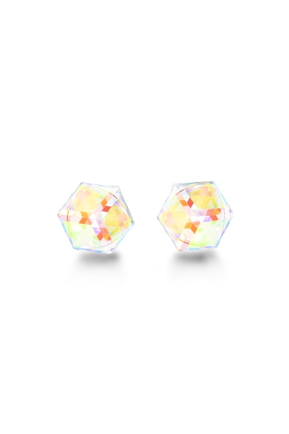 Iris Aurora Hypoallergenic 6mm Cubic Crystal Stud Earrings - Tarnish Free & Stainless Steel