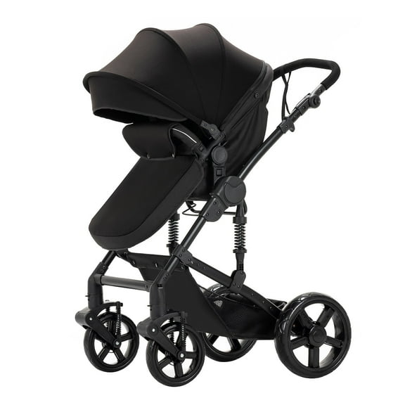 Iris Baby 2 in 1 Foldable Baby Stroller Umbrella Stroller with Canopy Toddler Magnesium Alloy Frame, EVA Wheels, Adjustable Seat Black