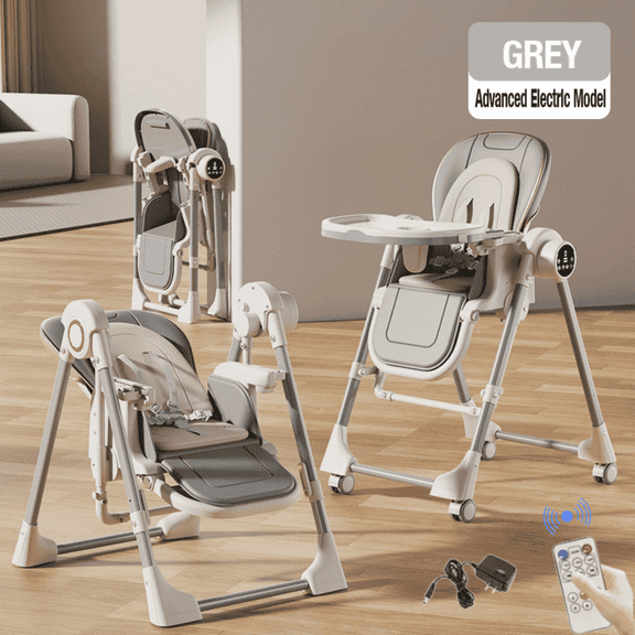 Iris Baby Electric Baby High Chair Folding Baby Dining Chair Convertible Baby Swing with Remote Control, Unisex,WHITE