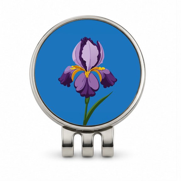 Iris Bearded Purple Flower Golf Hat Clip with Removable Magnetic Ball Marker