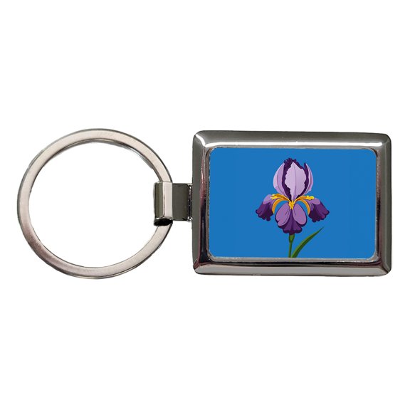 Iris Bearded Purple Flower Metal Rectangle Keychain