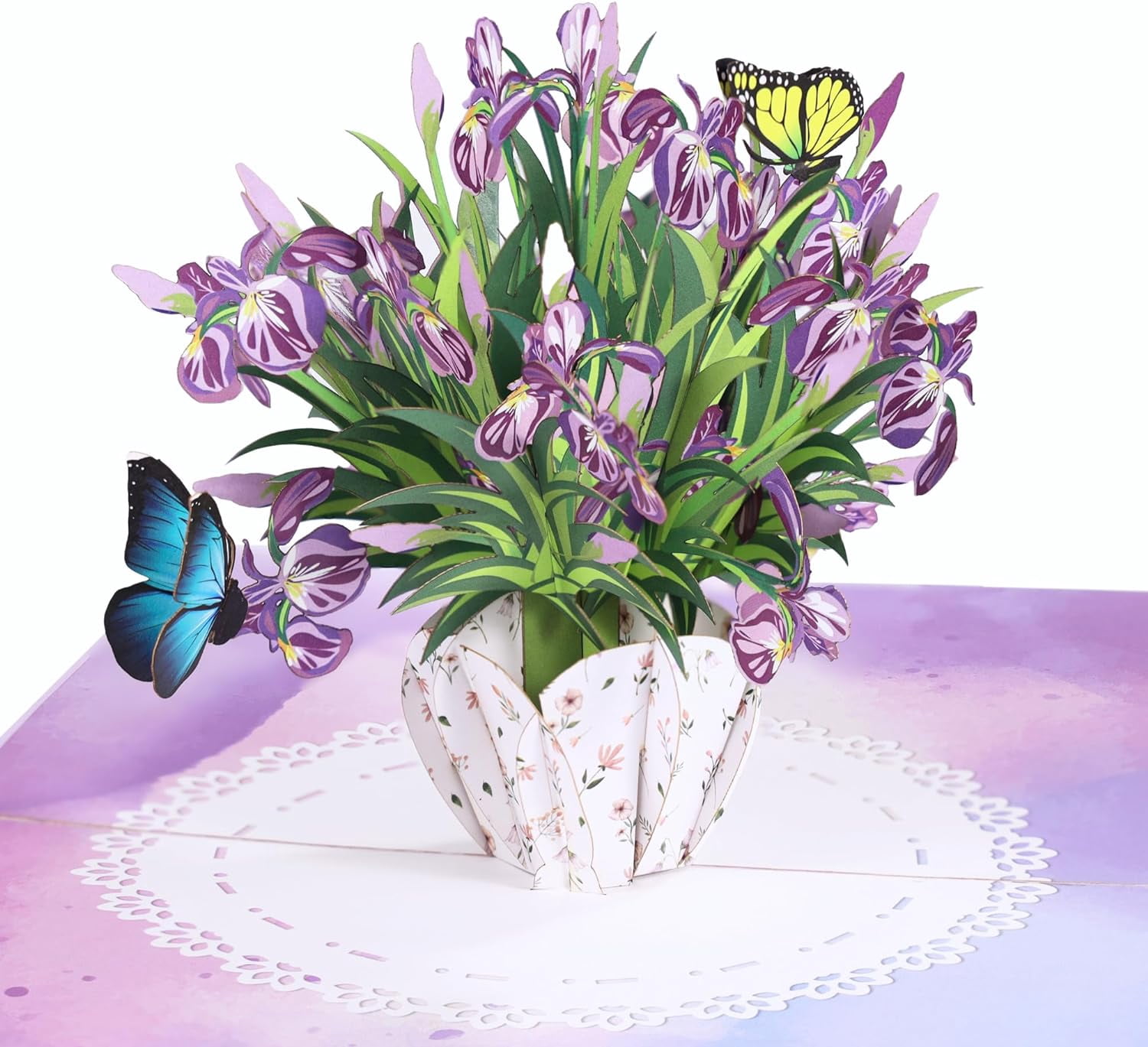 Iris Bouquet Flowers 3D Pop Up Birthday Card for Women, Wife, Ideal Gift For Thank You, Mother’s Day, Happy Birthday, Valentines, Anniversary for Mom, Sister, Wife, Grandma, Daughter, Girlfriend