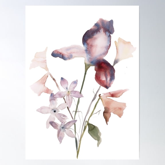 Iris Bouquet Poster Wall Art, Modern Wall Decor For Living Room Bedroom, 12x18 UNFRAMED