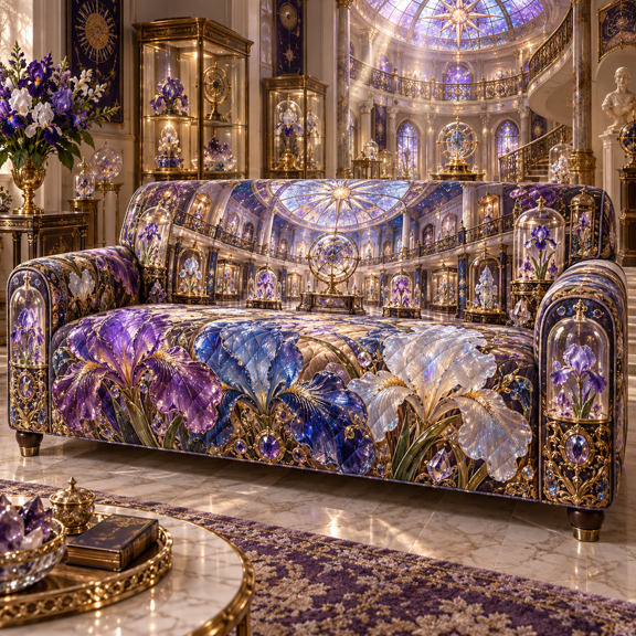 Iris Celestial Curio Gallery Quilted Sofa Cover