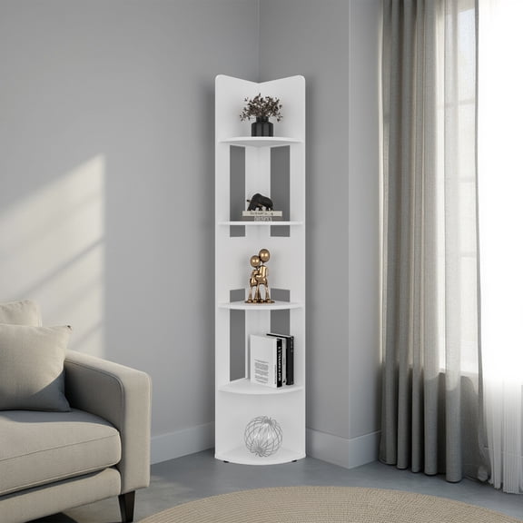 Iris Corner Bookcase 5-Tier Shelving Unit  for Home Office  Quality Craftsmanship with Premium Materials for Long-Lasting Durability