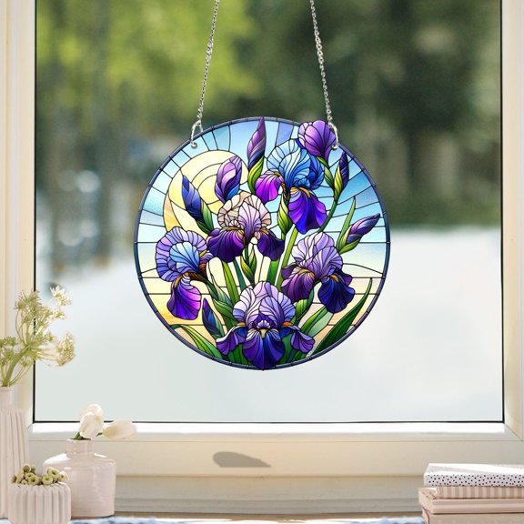 Iris Flower Acrylic Suncatcher Window Hanging Home Decor