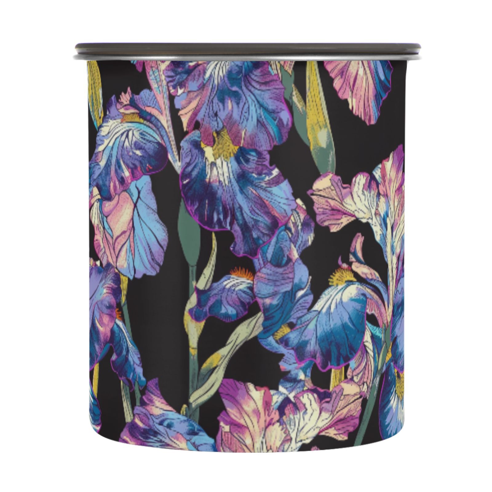 Iris Flower Boho Airtight Coffee Bean Canister 30oz Food Storage Containers with Lids For Gournd, Tea, Sugar, Flour, Rice, Cereal, Candy Cookie Jar