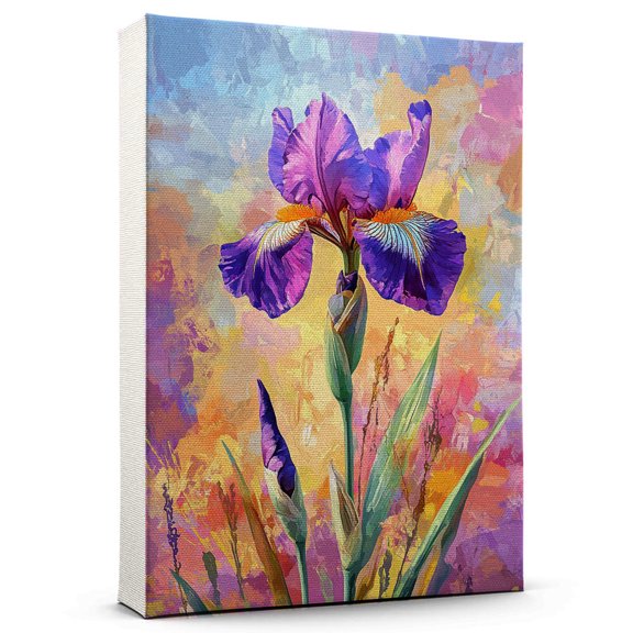 Iris Flower Canvas Wall Art 8x12 inches - Antique Iris Flower Floral Canvas Print Botanical Wall Decor for Neutral Interior