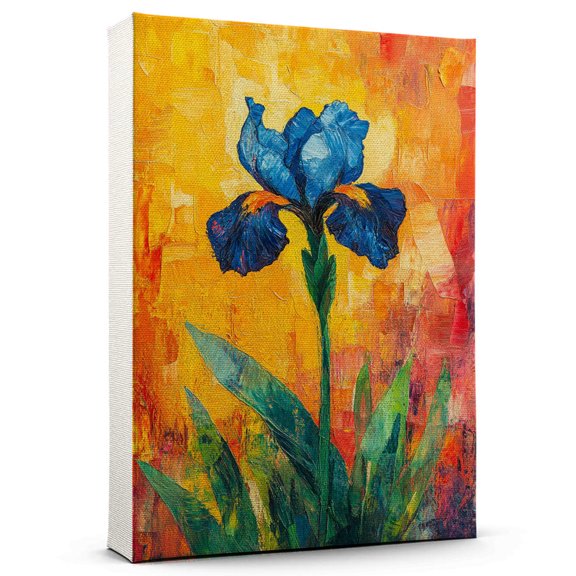 Iris Flower Canvas Wall Art 8x12 inches - Classic Antique Watercolor Botanical Iris Flower Canvas Print for Decor