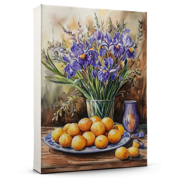 Iris Flower Canvas Wall Art 8x12 inches - French Elegant Botanical Iris Flower Watercolor Wall Art for Interior
