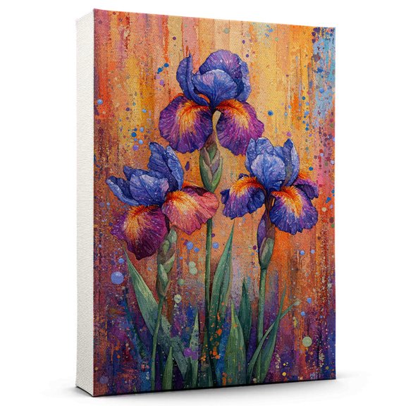 Iris Flower Canvas Wall Art 8x12 inches - Muted Elegant Floral Iris Flower Canvas Decor for Cozy Living Room