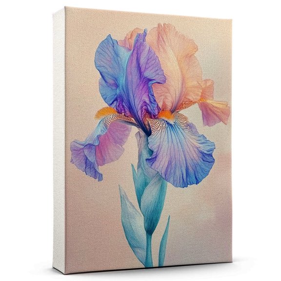 Iris Flower Canvas Wall Art 8x12 inches - Rustic Cottage Botanical Iris Flower Wall Decor Canvas for Cozy Home