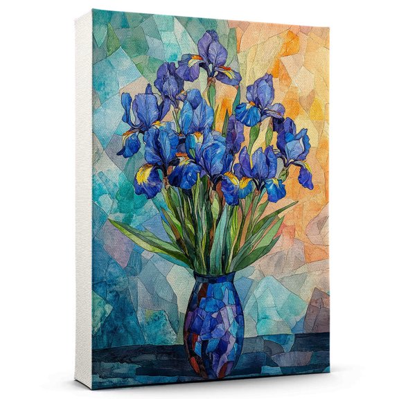 Iris Flower Canvas Wall Art 8x12 inches - Soft Antique Botanical Floral Iris Flower Watercolor Artwork for Interior