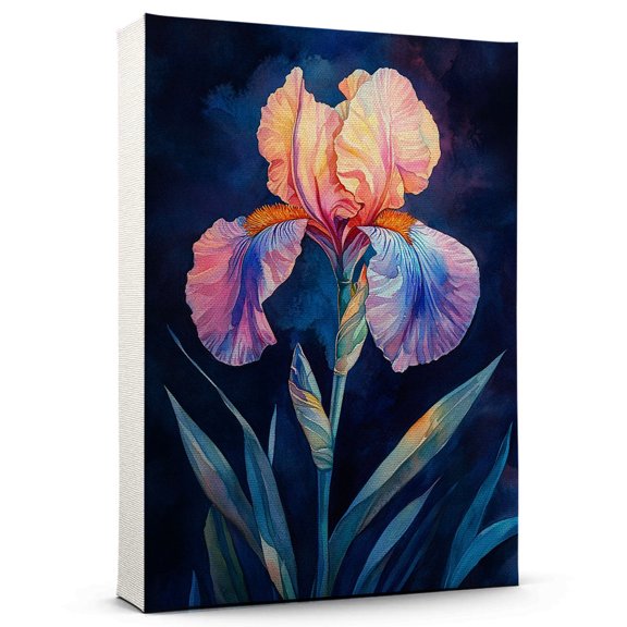 Iris Flower Canvas Wall Art 8x12 inches - Soft Antique Botanical Iris Flower Canvas Artwork for Cozy Home Decoration